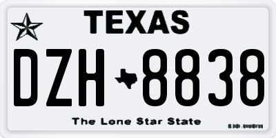 TX license plate DZH8838