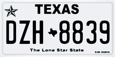 TX license plate DZH8839
