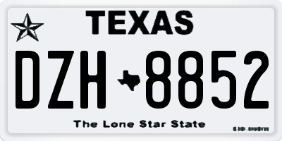 TX license plate DZH8852
