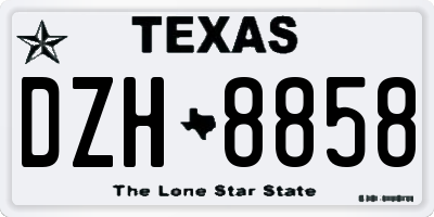 TX license plate DZH8858