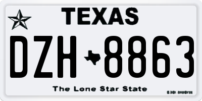 TX license plate DZH8863