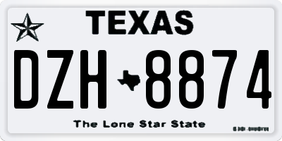 TX license plate DZH8874