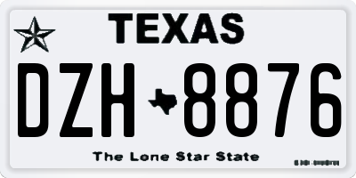 TX license plate DZH8876