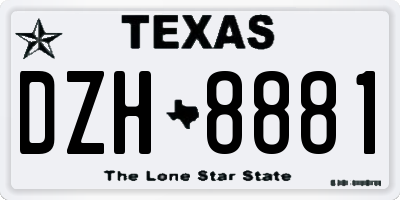TX license plate DZH8881