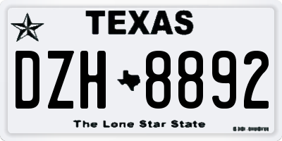 TX license plate DZH8892