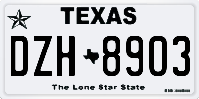 TX license plate DZH8903