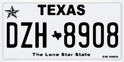 TX license plate DZH8908