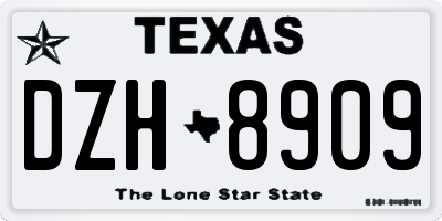 TX license plate DZH8909