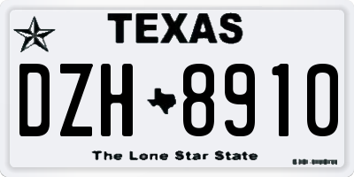 TX license plate DZH8910