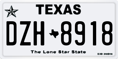 TX license plate DZH8918
