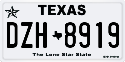 TX license plate DZH8919