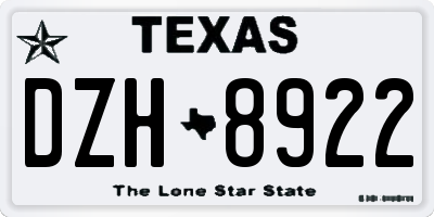 TX license plate DZH8922