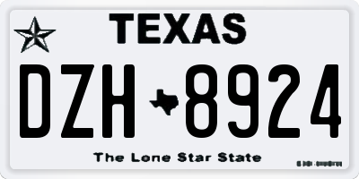 TX license plate DZH8924