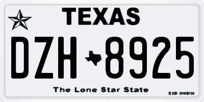 TX license plate DZH8925