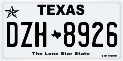 TX license plate DZH8926