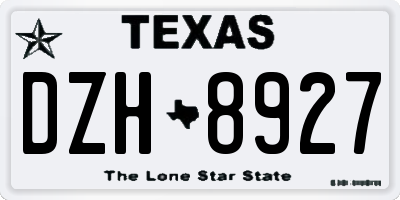 TX license plate DZH8927