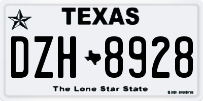 TX license plate DZH8928