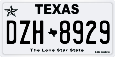 TX license plate DZH8929