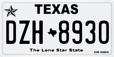 TX license plate DZH8930