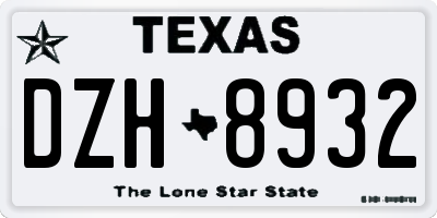 TX license plate DZH8932