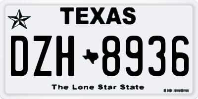TX license plate DZH8936