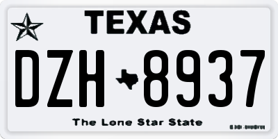 TX license plate DZH8937