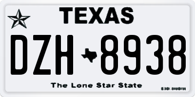 TX license plate DZH8938
