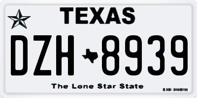 TX license plate DZH8939
