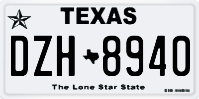 TX license plate DZH8940
