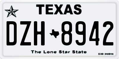 TX license plate DZH8942