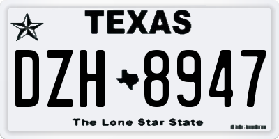 TX license plate DZH8947