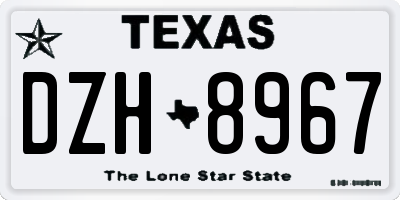 TX license plate DZH8967
