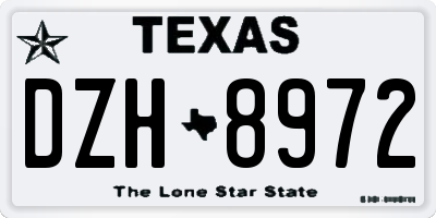 TX license plate DZH8972
