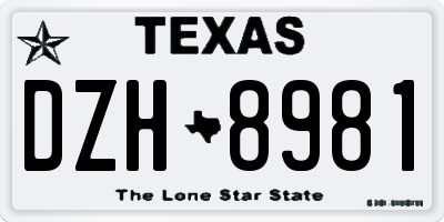 TX license plate DZH8981