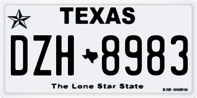TX license plate DZH8983