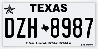 TX license plate DZH8987