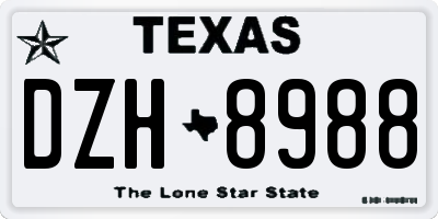 TX license plate DZH8988