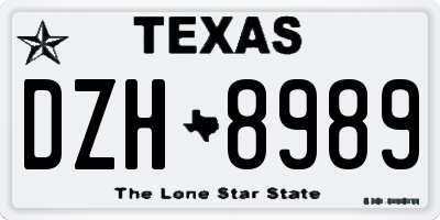 TX license plate DZH8989