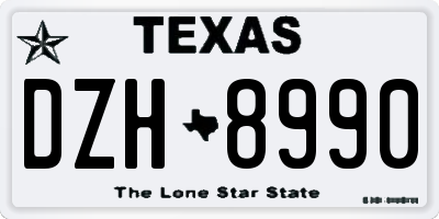 TX license plate DZH8990