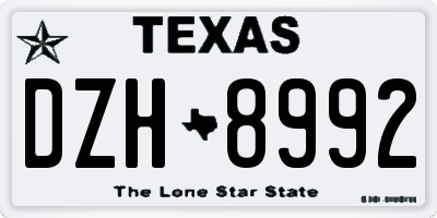 TX license plate DZH8992