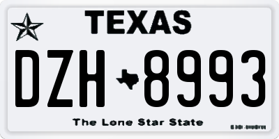 TX license plate DZH8993