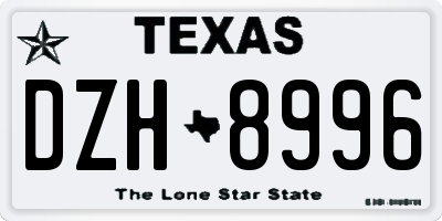 TX license plate DZH8996