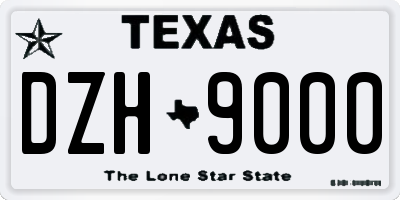TX license plate DZH9000
