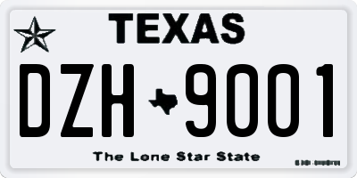 TX license plate DZH9001