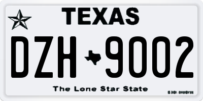 TX license plate DZH9002