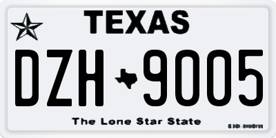 TX license plate DZH9005