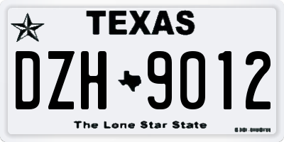 TX license plate DZH9012