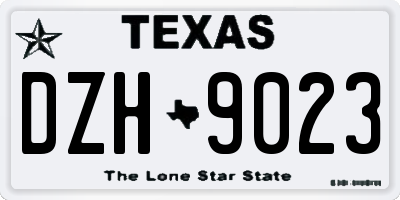 TX license plate DZH9023