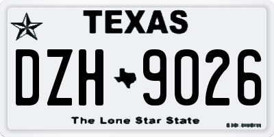 TX license plate DZH9026