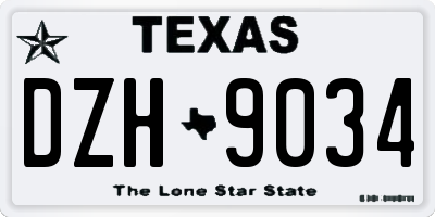 TX license plate DZH9034